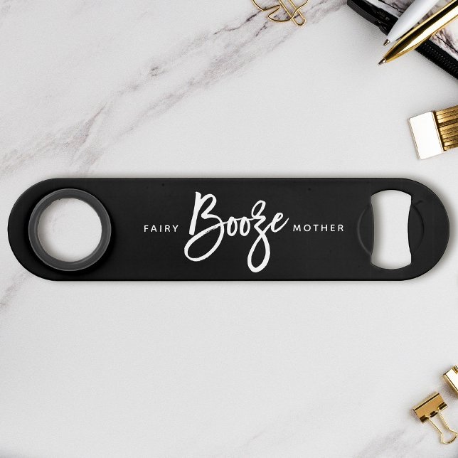 Fairy Booze Mother Fun Custom Name Trendy Script Bar Key (Fairy Booze Mother. Fun modern script design with your custom name on the back. )