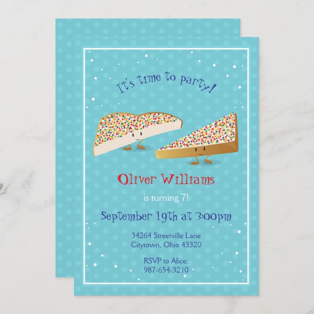 Fairy Bread characters | Birthday Invitation (Front/Back)