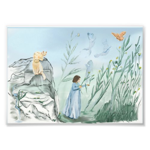 Fairy bright child  cats watercolor art print