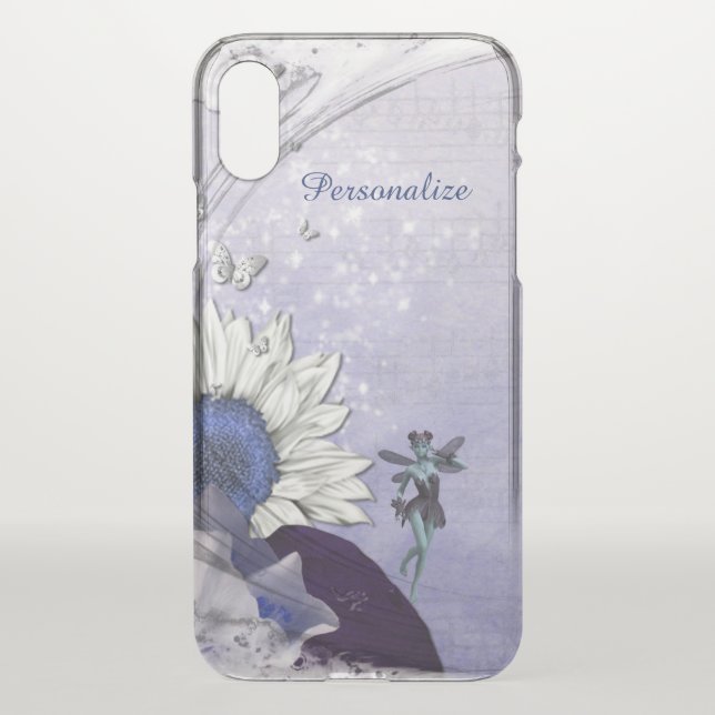 Fairy & Butterflies with Sunflower Personalize Uncommon iPhone Case (Back)