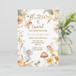 Fairy butterfly birthday, boho fairies girls invitation