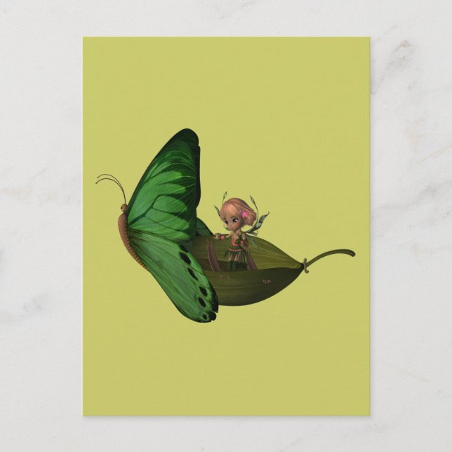 Fairy & Butterfly Boat Postcard (Front)