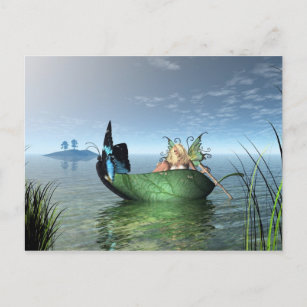 Fairy Butterfly Boat Postcard