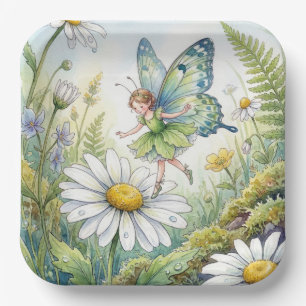 Fairy Butterfly In a Daisy Garden Paper Plates