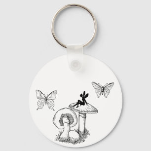 Fairy butterfly mushroom keychain