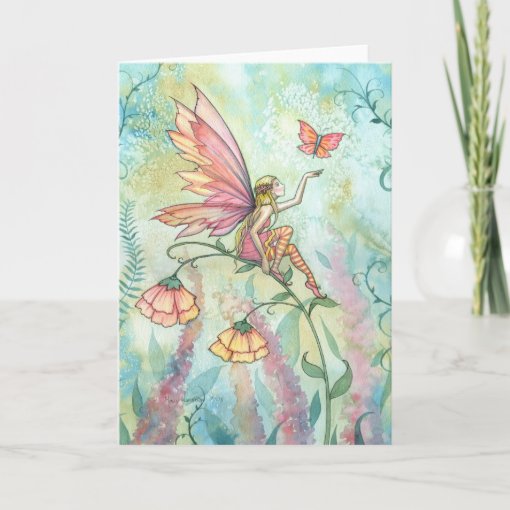 Fairy Butterfly Watercolor Art Card | Zazzle