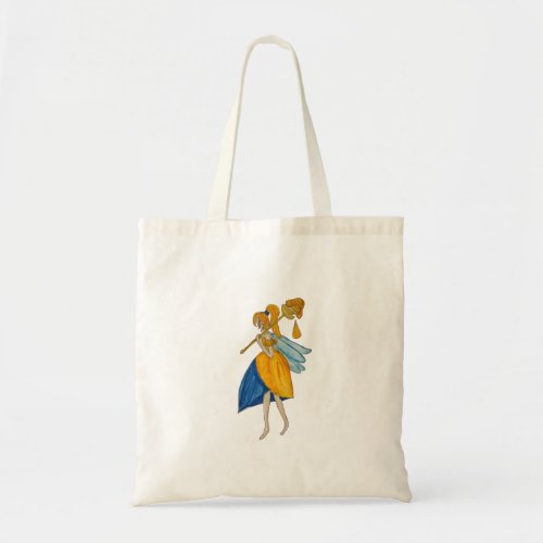 Fairy carrying honey wand tote bag