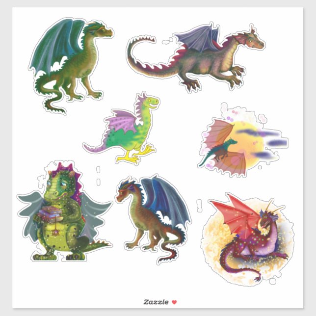 Fairy cartoon dragons sticker (Sheet)