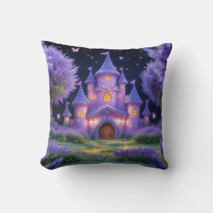 Fairy Castle of the Hidden Lavender Grove Throw Pillow