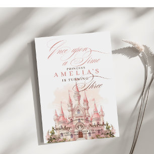 Fairy Castle Princess Pink Girl Birthday Party   Invitation