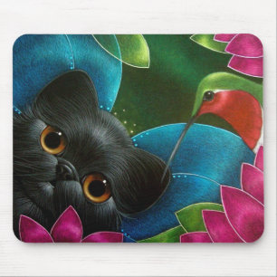 FAIRY CAT & HUMMINGBIRD Mousepad