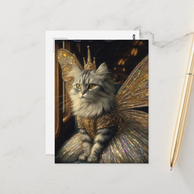 Fairy cat on the Train Postcard (Front/Back In Situ)