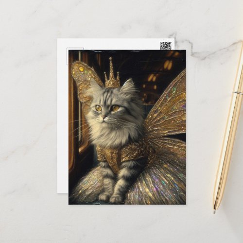 Fairy cat on the Train Postcard