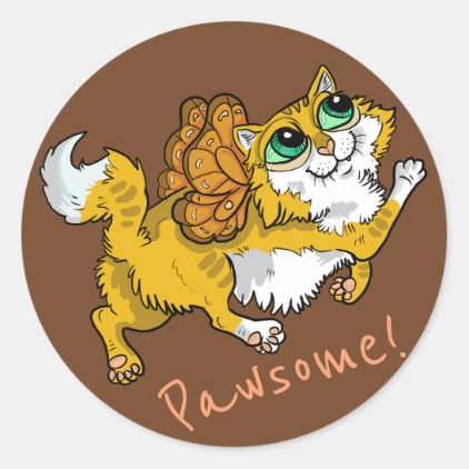 Fairy Cat Pawsome! Classic Round Sticker