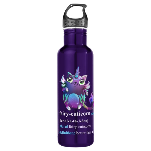 "fairy-cat-unicorn" stainless steel water bottle (Front)