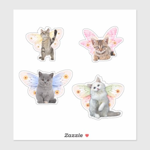 Fairy Cats _ 3 Cute Kittens with Fairy Wings Sticker