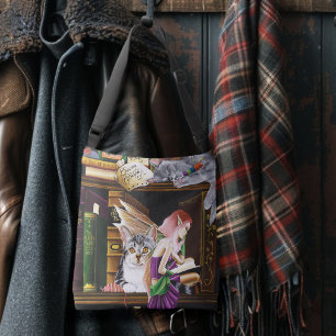 Fairy Cats Books Library Fantasy Crossbody Bag