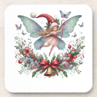 Fairy Christmas Butterfly Beverage Coaster