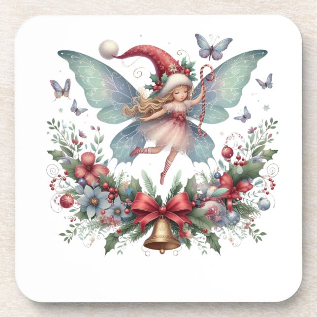 Fairy Christmas Butterfly  Beverage Coaster (Front)