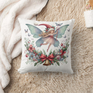 Fairy Christmas Butterfly Throw Pillow