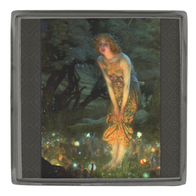 Fairy Circle Fairies Midsummer Eve Gunmetal Finish Lapel Pin (Front)