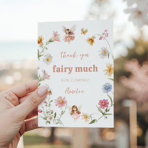 Fairy Colorful Widflower Girl 1st Birthday Thank You Card