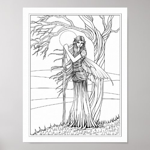 Fairy Coloring Page by Molly Harrison Poster