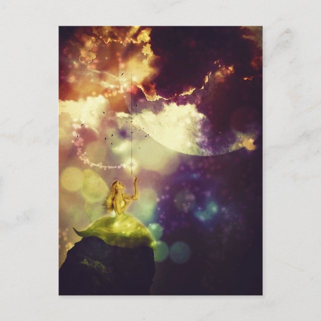 Fairy Coming Down from the Moon to a Princess Postcard (Front)