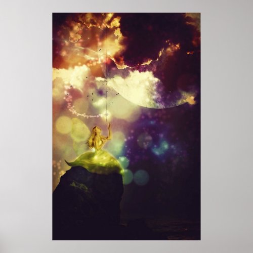 Fairy Coming Down from the Moon to a Princess Poster