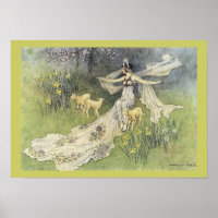 Fairy Coquette and Lambs by Warwick Goble Poster