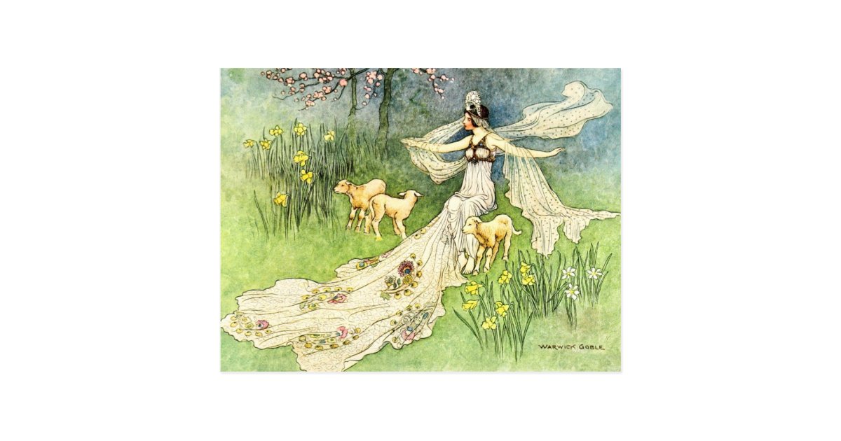 Fairy Coquette and Lambs Postcard | Zazzle.com