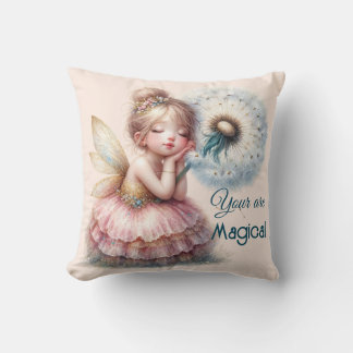 Fairy Core Style Throw Pillow in Paste Pink & Blue