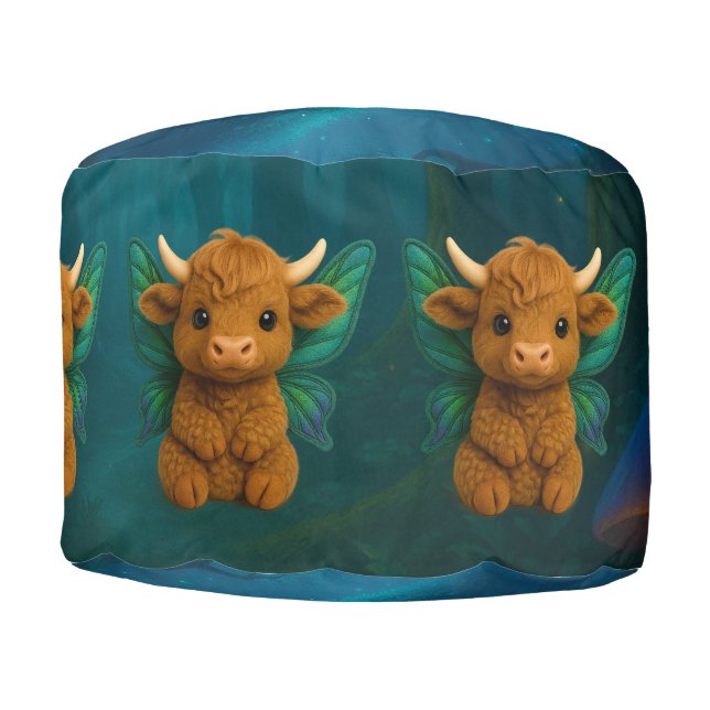 Fairy Critters™ Fairy Highland Calf Round Pouf (Front)