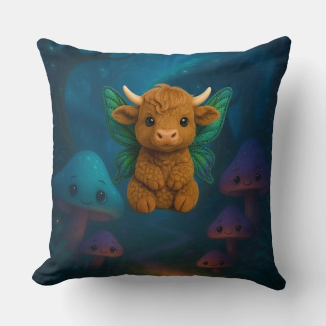 Fairy Critters™ Fairy Highland Calf Throw Pillow (Front)