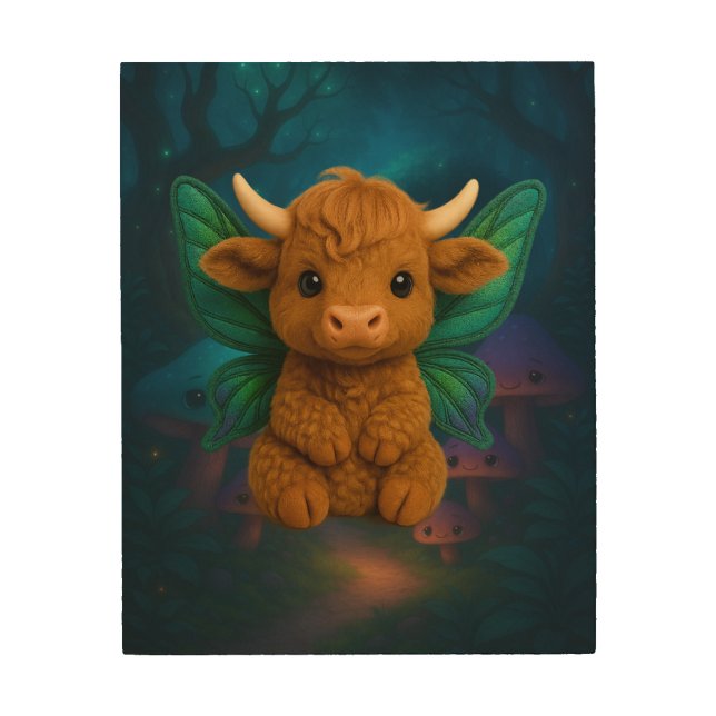 Fairy Critters™ Fairy Highland Calf Wood Wall Art (Front)