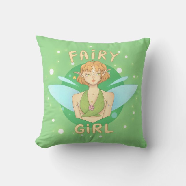 fairy cushion, fairy girl throw pillow (Front)