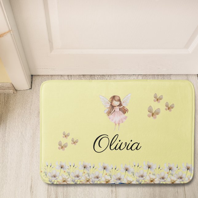 Fairy Cute Garden Enchanted Personalized Name Bath Mat (Creator Uploaded)