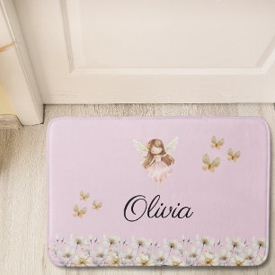 Fairy Cute Garden Enchanted Personalized Name Bath Mat