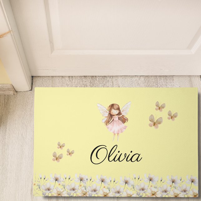 Fairy Cute Garden Enchanted Personalized Name Door Doormat (Creator Uploaded)