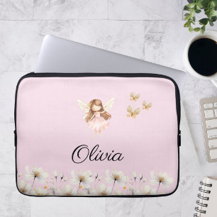 Fairy Cute Garden Enchanted Personalized Name Laptop Sleeve