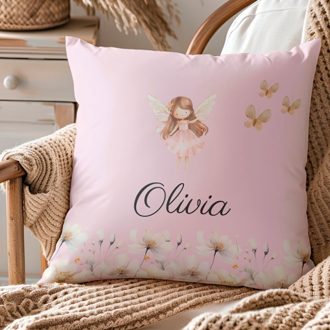 Fairy Cute Garden Enchanted Personalized Name Throw Pillow (Creator Uploaded)