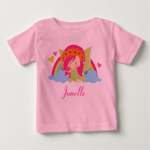 Fairy Cute Rainbow Girls Personalized Baby T_Shirt