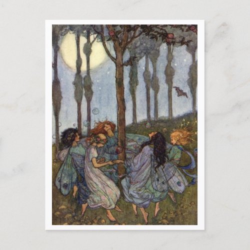 Fairy Dance Vintage Illustration Postcard