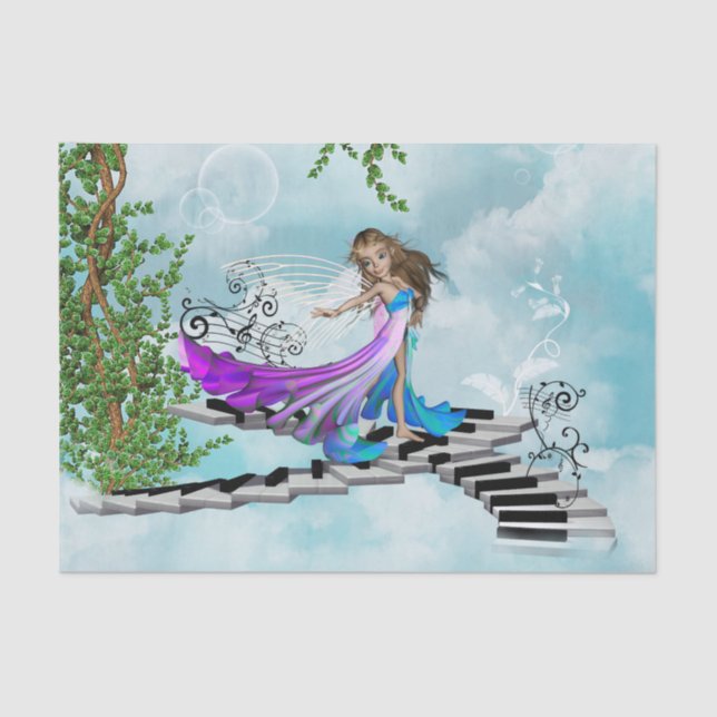 Fairy, dancing on a piano tissue paper (Front)