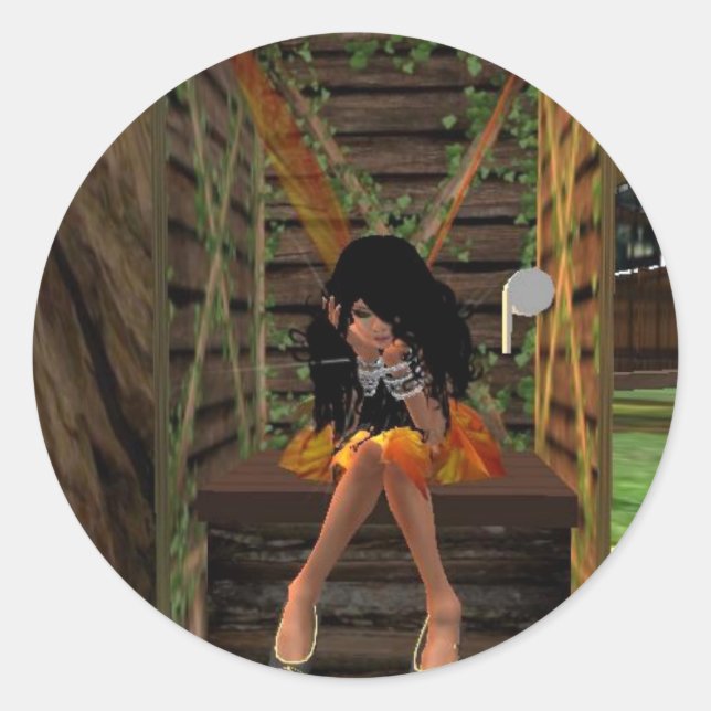 Fairy Deep in Thought Classic Round Sticker (Front)