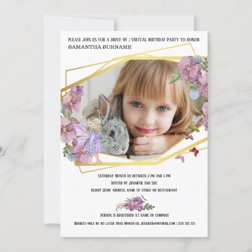 Fairy DIY photo pretty orchid frame butterfly Invitation
