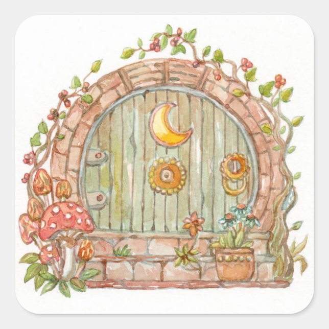 Fairy Door Square Sticker (Front)