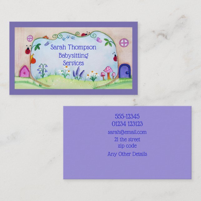 Fairy Doors Babysitting Services Business Card (Front/Back)