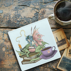 Fairy Dragon Books Tea Friendship Glass Coaster