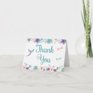 Fairy Dragonfly Floral Thank Card